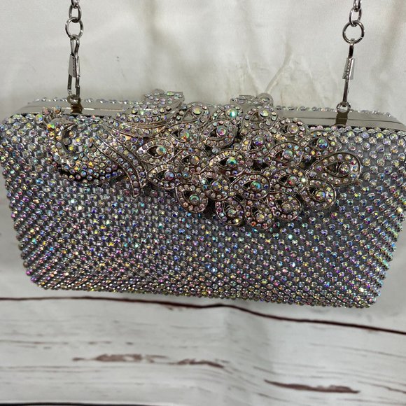 Fawziya Designer Rhinestone Peacock Glamour Shoulder Handbag ~ NWOT - Picture 5 of 13
